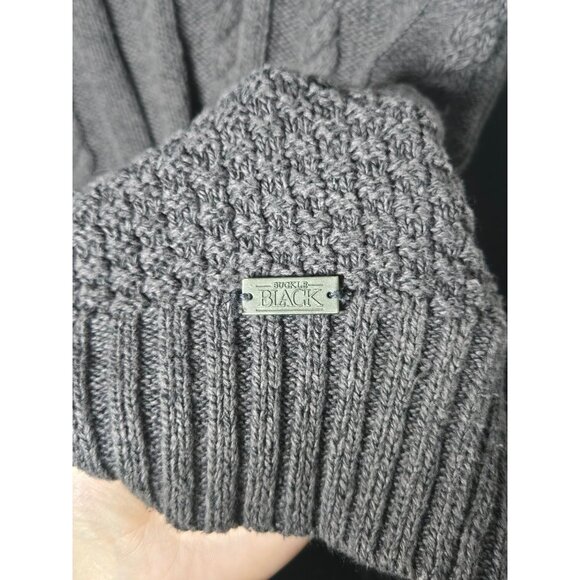 Buckle Black Mens Athletic Fit 1/4 Button Sweater Large Fisherman Henley Cable - Picture 5 of 11